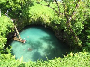Swimming holes in the karst formations on southern coast of 'Upolu, Samoa